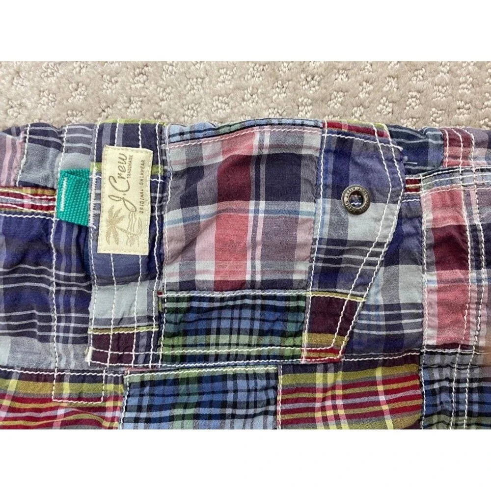 J.Crew Men's Patchwork Madras Board Shorts Swim Trunks Size 30 Multicolor Preppy